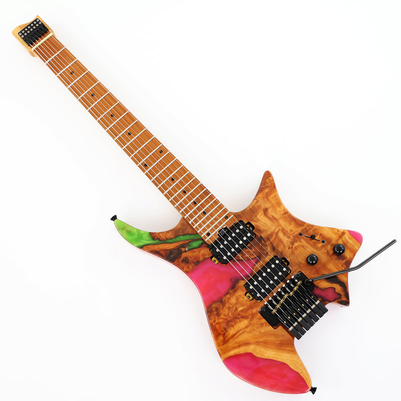 7-String Tapered Neck ResinBurl Body Headless Electric Guitar (PHG-015)