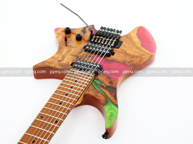 7-String Tapered Neck ResinBurl Body Headless Electric Guitar (PHG-015)