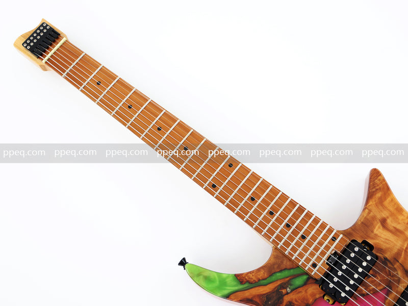 7-String Tapered Neck ResinBurl Body Headless Electric Guitar (PHG-015)