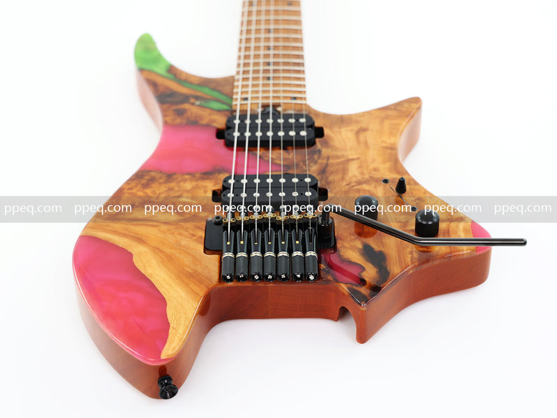 7-String Tapered Neck ResinBurl Body Headless Electric Guitar (PHG-015)