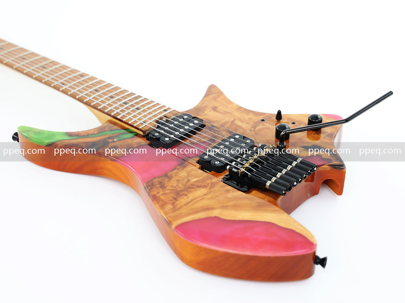 7-String Tapered Neck ResinBurl Body Headless Electric Guitar (PHG-015)