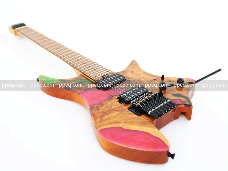 7-String Tapered Neck ResinBurl Body Headless Electric Guitar (PHG-015)