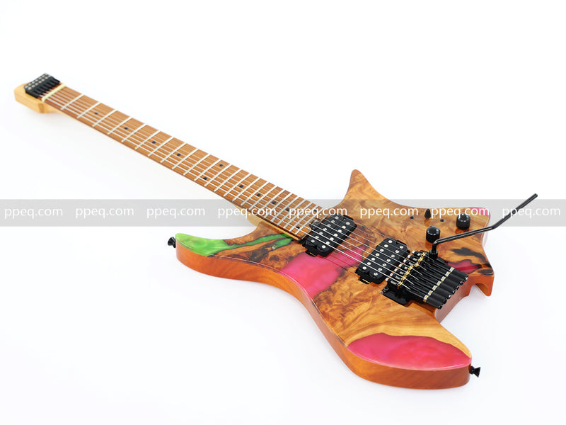 7-String Tapered Neck ResinBurl Body Headless Electric Guitar (PHG-015)