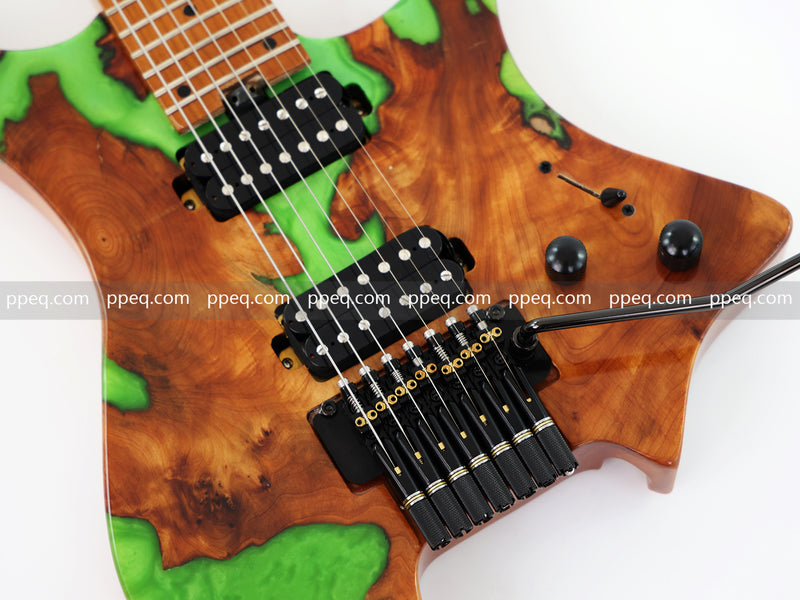 7-String Tapered Neck ResinBurl Body Headless Electric Guitar (PHG-016)