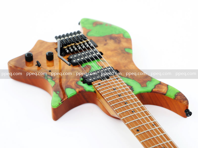 7-String Tapered Neck ResinBurl Body Headless Electric Guitar (PHG-016)