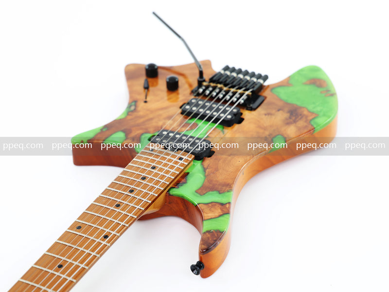 7-String Tapered Neck ResinBurl Body Headless Electric Guitar (PHG-016)