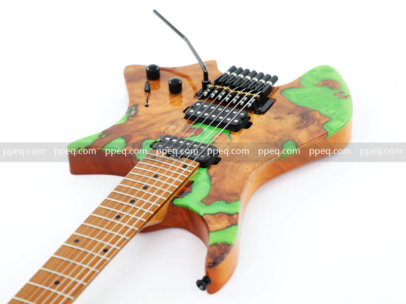 7-String Tapered Neck ResinBurl Body Headless Electric Guitar (PHG-016)