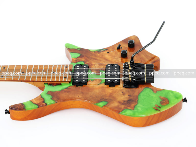 7-String Tapered Neck ResinBurl Body Headless Electric Guitar (PHG-016)
