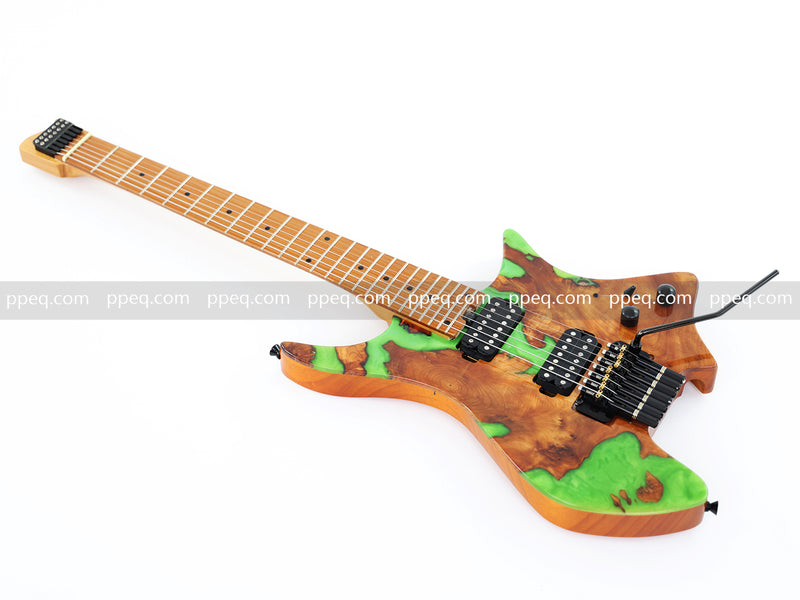 7-String Tapered Neck ResinBurl Body Headless Electric Guitar (PHG-016)