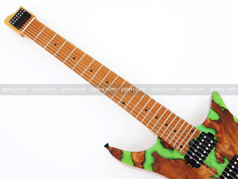 7-String Tapered Neck ResinBurl Body Headless Electric Guitar (PHG-016)