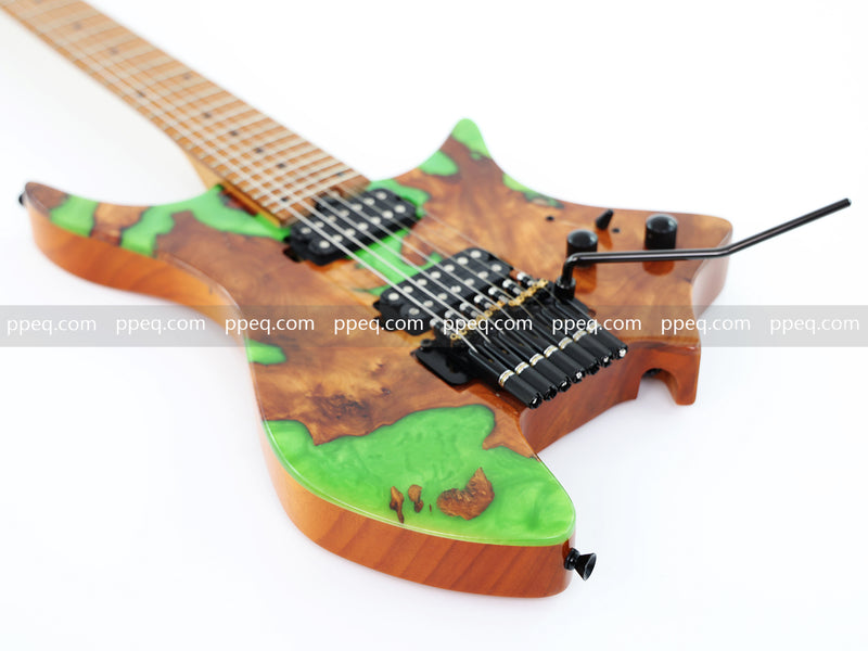 7-String Tapered Neck ResinBurl Body Headless Electric Guitar (PHG-016)