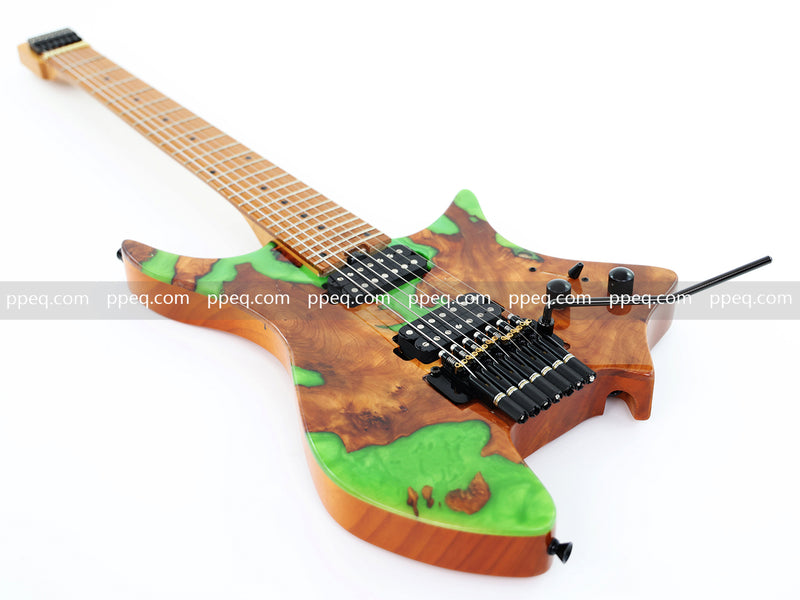 7-String Tapered Neck ResinBurl Body Headless Electric Guitar (PHG-016)