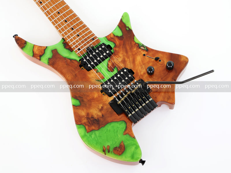 7-String Tapered Neck ResinBurl Body Headless Electric Guitar (PHG-016)