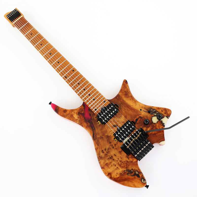 7-String Tapered Neck ResinBurl Body Headless Electric Guitar (PHG-017)