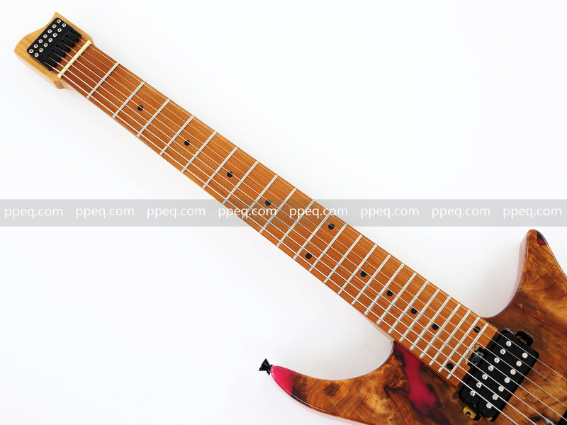 7-String Tapered Neck ResinBurl Body Headless Electric Guitar (PHG-017)