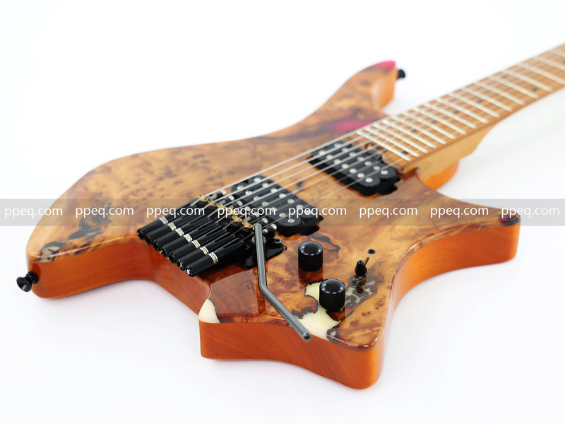 7-String Tapered Neck ResinBurl Body Headless Electric Guitar (PHG-017)