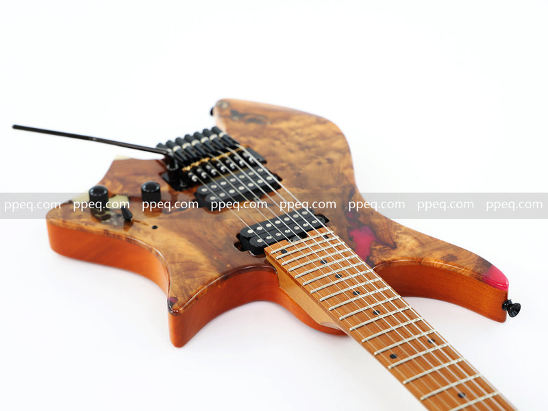 7-String Tapered Neck ResinBurl Body Headless Electric Guitar (PHG-017)