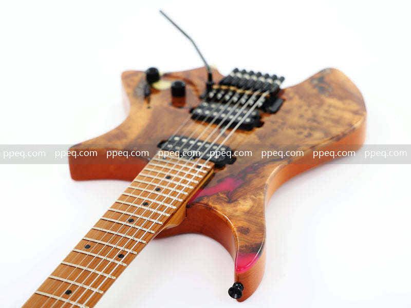 7-String Tapered Neck ResinBurl Body Headless Electric Guitar (PHG-017)