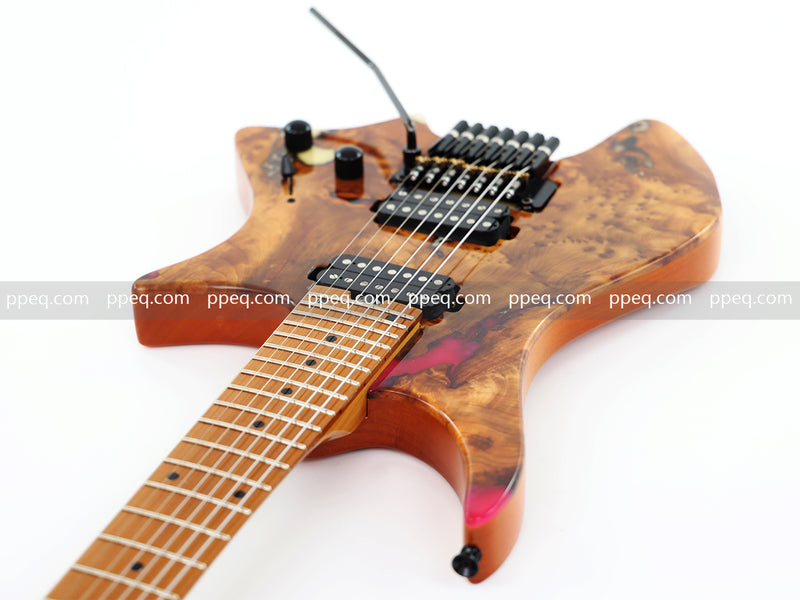7-String Tapered Neck ResinBurl Body Headless Electric Guitar (PHG-017)