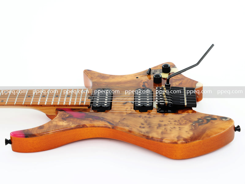 7-String Tapered Neck ResinBurl Body Headless Electric Guitar (PHG-017)