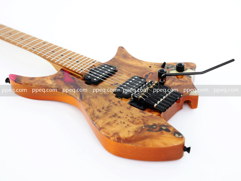 7-String Tapered Neck ResinBurl Body Headless Electric Guitar (PHG-017)