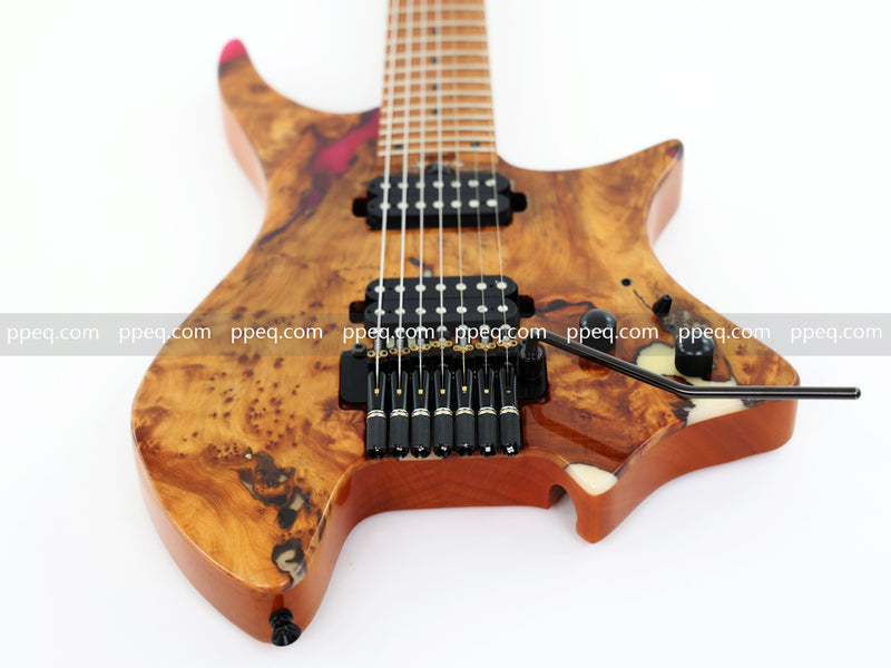 7-String Tapered Neck ResinBurl Body Headless Electric Guitar (PHG-017)