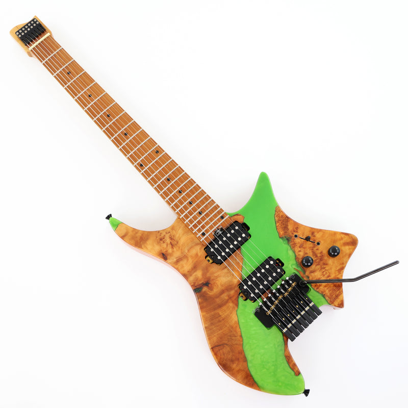 7-String Tapered Neck ResinBurl Body Headless Electric Guitar (PHG-018)