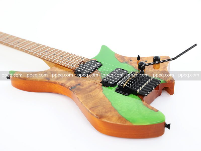 7-String Tapered Neck ResinBurl Body Headless Electric Guitar (PHG-018)