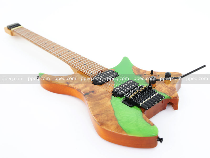 7-String Tapered Neck ResinBurl Body Headless Electric Guitar (PHG-018)