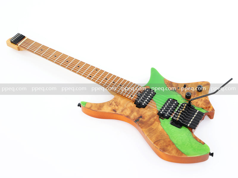 7-String Tapered Neck ResinBurl Body Headless Electric Guitar (PHG-018)