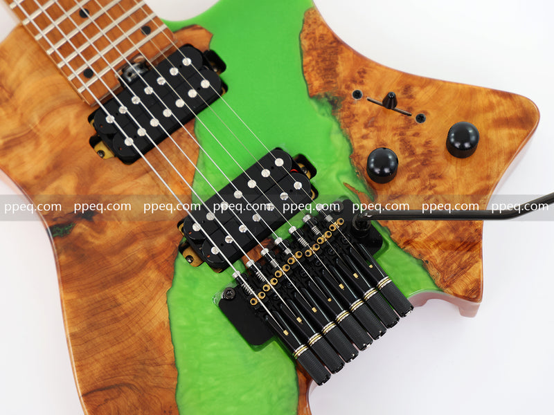 7-String Tapered Neck ResinBurl Body Headless Electric Guitar (PHG-018)