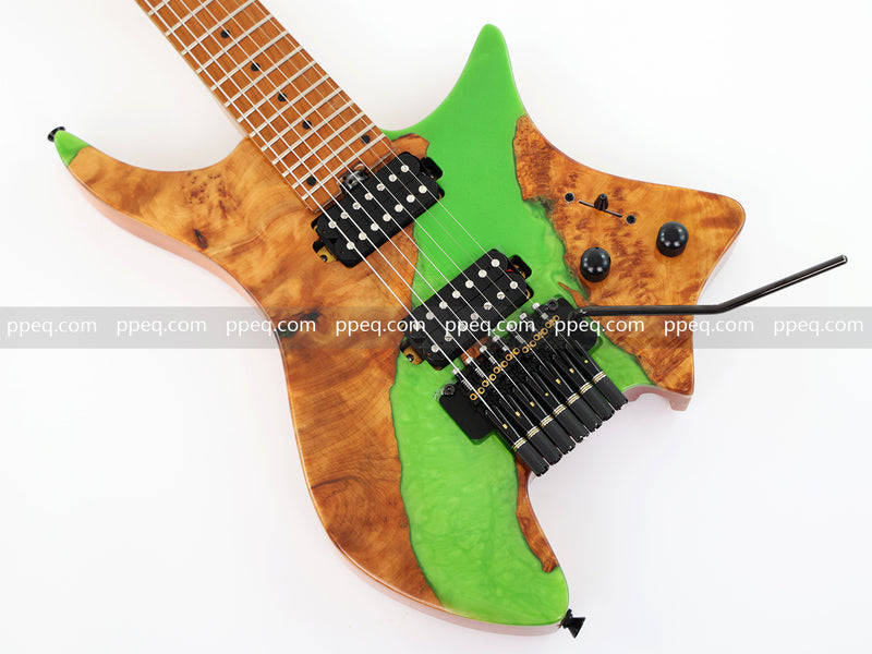 7-String Tapered Neck ResinBurl Body Headless Electric Guitar (PHG-018)