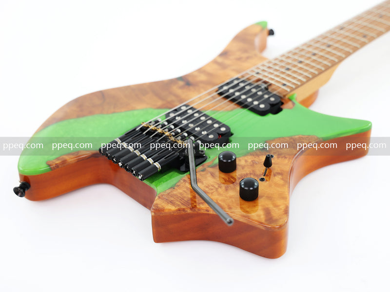 7-String Tapered Neck ResinBurl Body Headless Electric Guitar (PHG-018)