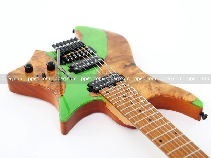 7-String Tapered Neck ResinBurl Body Headless Electric Guitar (PHG-018)