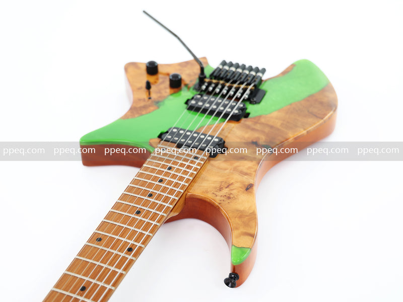 7-String Tapered Neck ResinBurl Body Headless Electric Guitar (PHG-018)