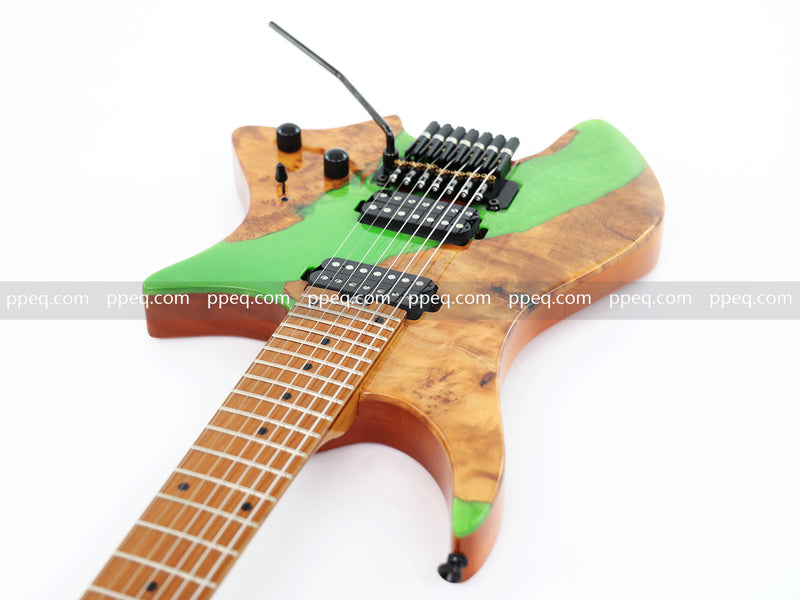 7-String Tapered Neck ResinBurl Body Headless Electric Guitar (PHG-018)