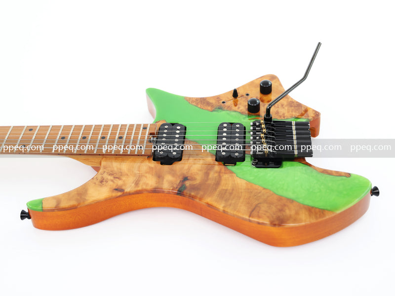 7-String Tapered Neck ResinBurl Body Headless Electric Guitar (PHG-018)