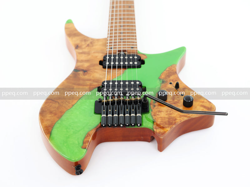 7-String Tapered Neck ResinBurl Body Headless Electric Guitar (PHG-018)