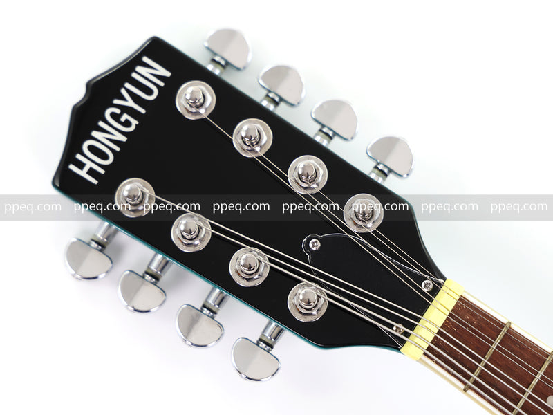 8-String Shorty Solid Body Electric Guitar with Gloss Turquoise Blue Finish (HY-2528)