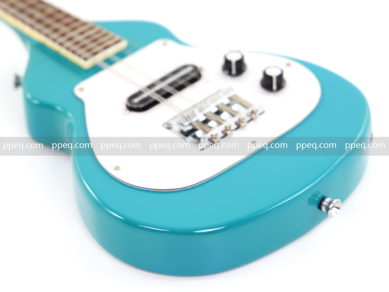 8-String Shorty Solid Body Electric Guitar with Gloss Turquoise Blue Finish (HY-2528)