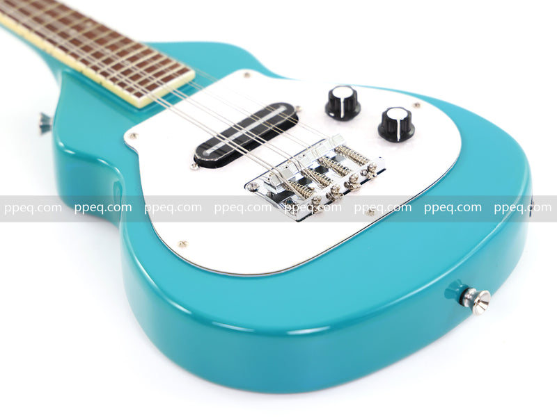 8-String Shorty Solid Body Electric Guitar with Gloss Turquoise Blue Finish (HY-2528)