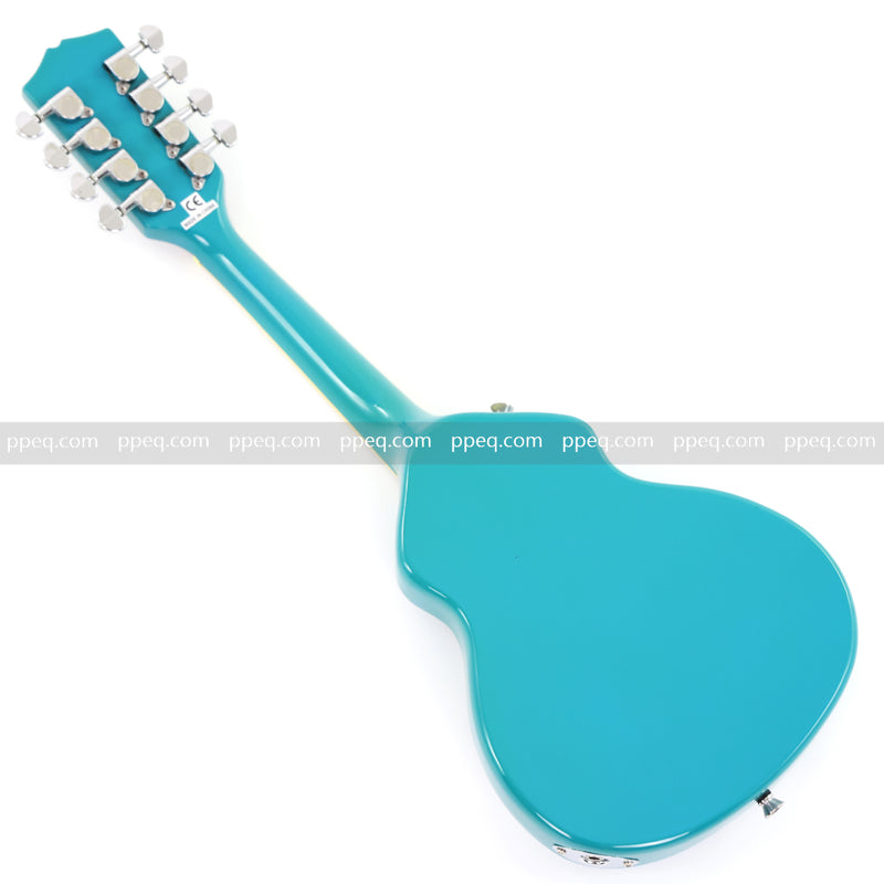 8-String Shorty Solid Body Electric Guitar with Gloss Turquoise Blue Finish (HY-2528)