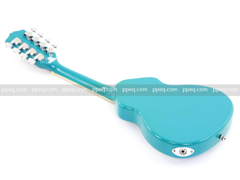 8-String Shorty Solid Body Electric Guitar with Gloss Turquoise Blue Finish (HY-2528)