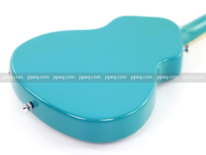 8-String Shorty Solid Body Electric Guitar with Gloss Turquoise Blue Finish (HY-2528)