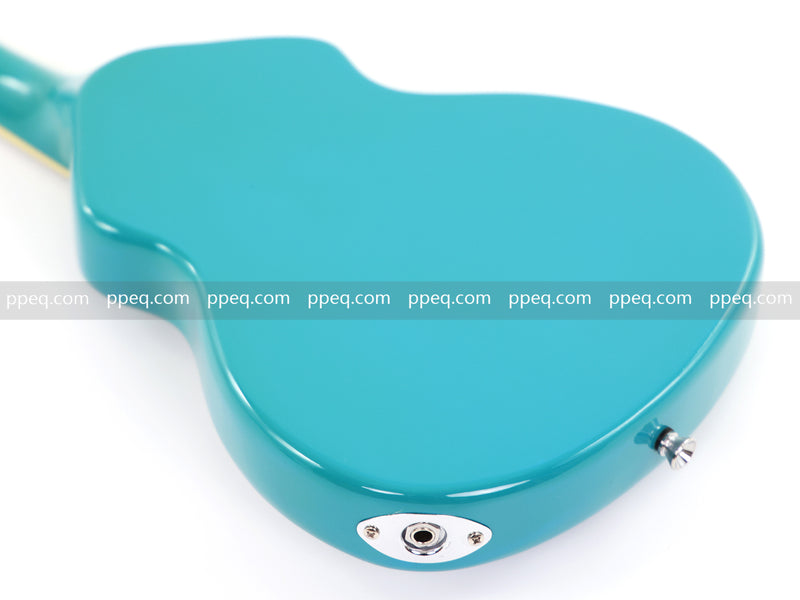 8-String Shorty Solid Body Electric Guitar with Gloss Turquoise Blue Finish (HY-2528)