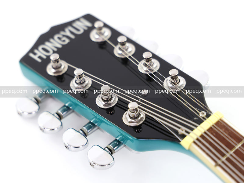 8-String Shorty Solid Body Electric Guitar with Gloss Turquoise Blue Finish (HY-2528)