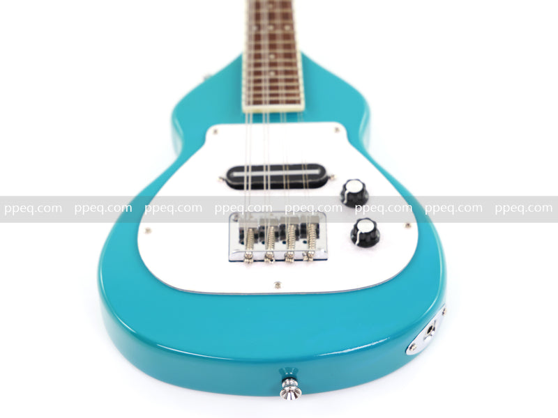 8-String Shorty Solid Body Electric Guitar with Gloss Turquoise Blue Finish (HY-2528)