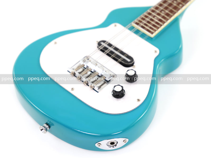 8-String Shorty Solid Body Electric Guitar with Gloss Turquoise Blue Finish (HY-2528)