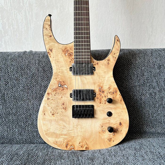 Ash Wood Body Electric Guitar with Burl Maple Top (GKS-004)