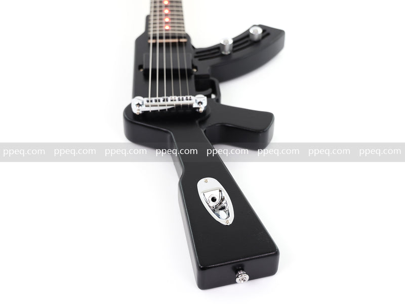 Black AK-47 Gun Shaped Electric Guitar with Red LED Fingerboard Light (PAK-47)